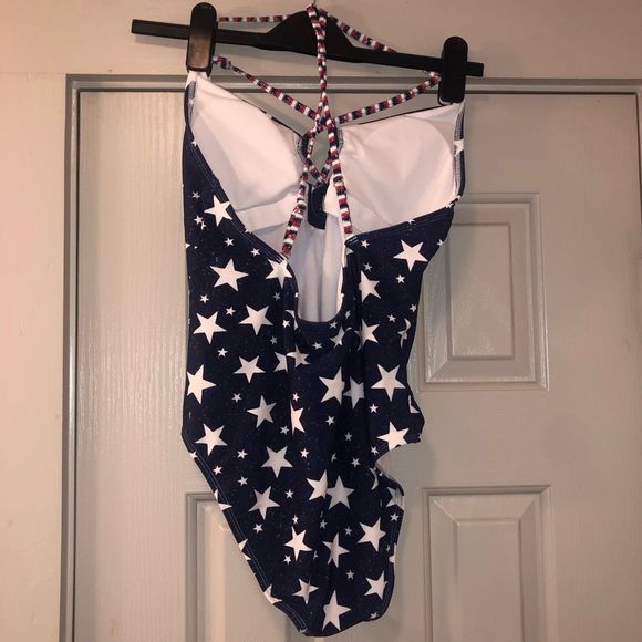 California Sunshine Navy Blue and White Star Swimsuit Size Large - Picture 3 of 6